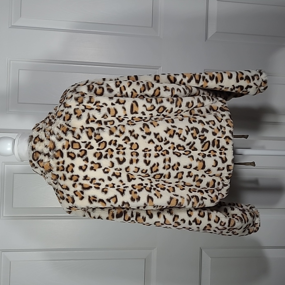 NWT Leopard Print Coat Jacket Faux Fur VS PINK & Know One Cares Large - Picture 7 of 17